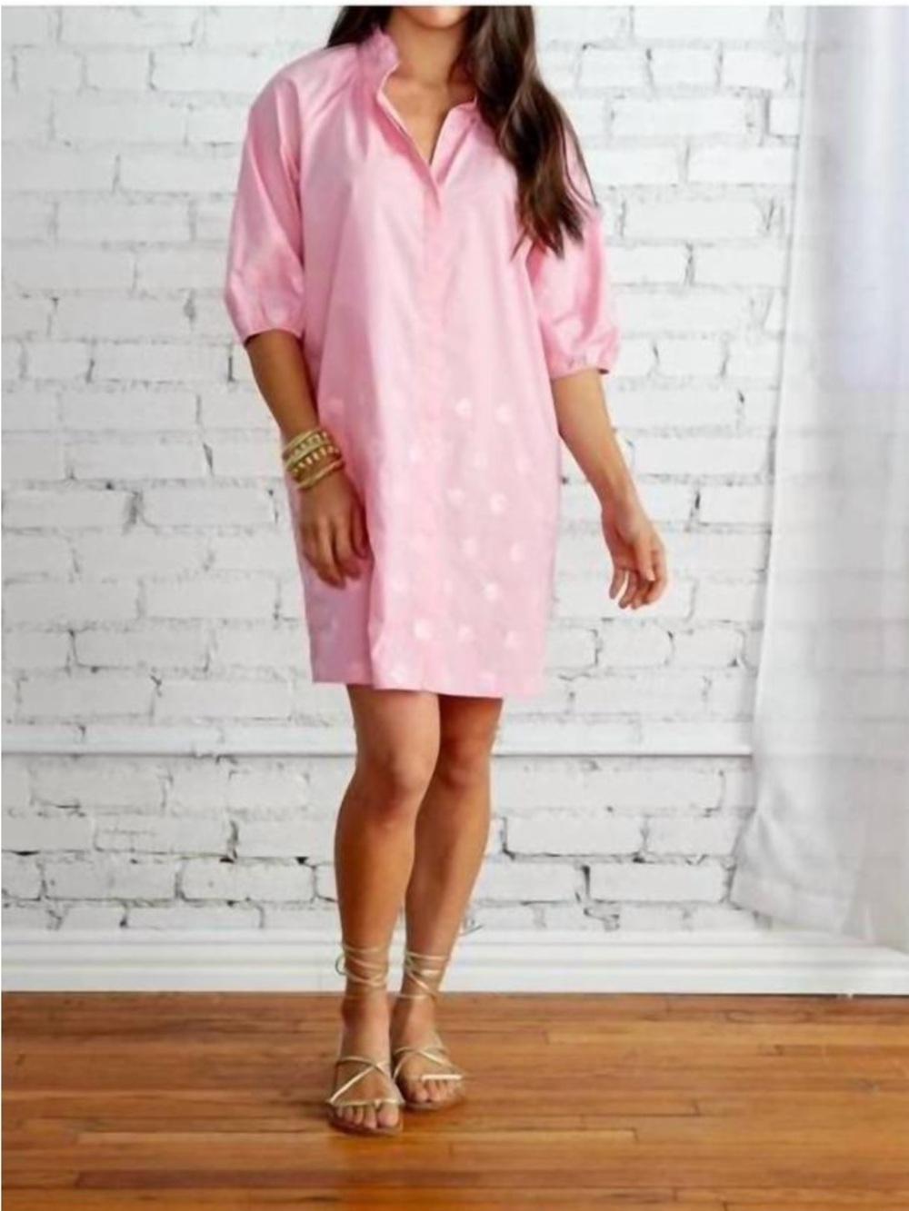 Caryn Lawn Celia Sequin Dot Dress in Pink | One Size